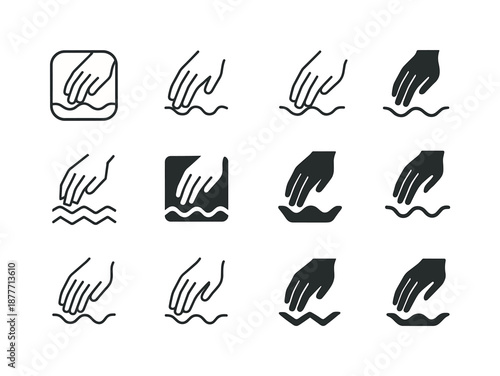 Skin Function Icons. The function of the skin. Icon set. Set Logo of The function of the skin: tactile sensation symbol. harmonious logo variations of the same
