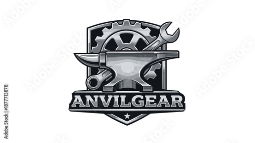 Anvil Gear Logo with Tools Emblem.