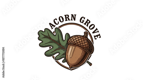 Acorn Grove Logo with Acorn and Leaf.