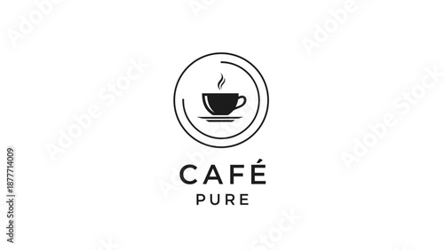 Cafe Pure Coffee Cup Logo Design.