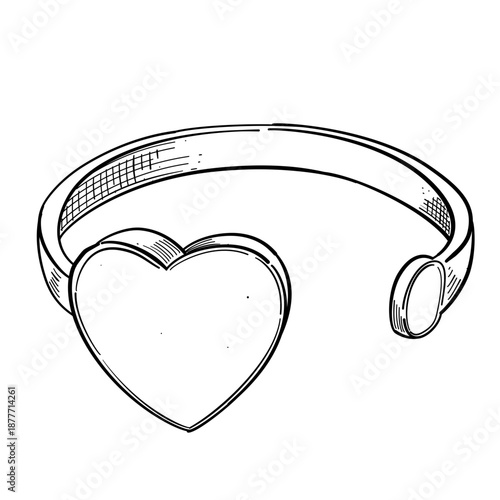 Simple heart ring vector line art hand drawn illustration