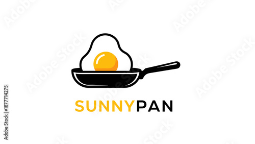 Fried Egg in Frying Pan Logo Design.