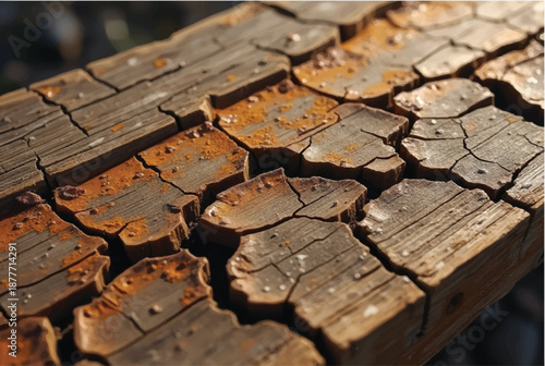 Old wooden background. Weathered old wooden surface with cracks. Old wood background. Wood texture.