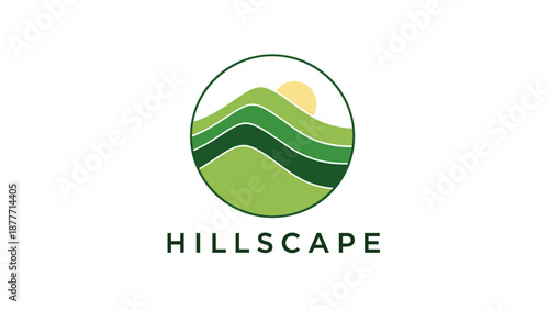 Hillscape Logo with Green Hills Illustration.