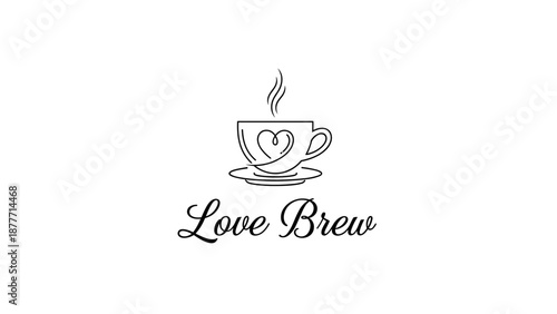 Love Brew Coffee Cup Illustration Design.