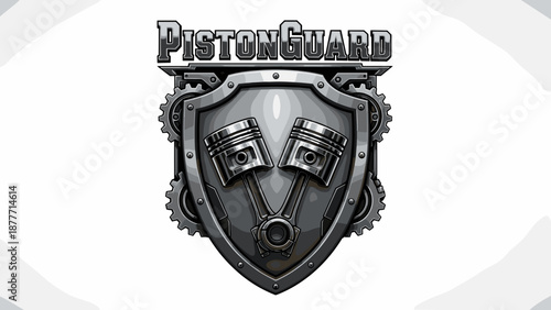 Piston Guard Metallic Shield Logo Design.