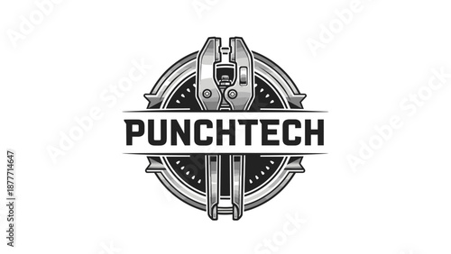 Punchtech Logo Design with Mechanical Elements.