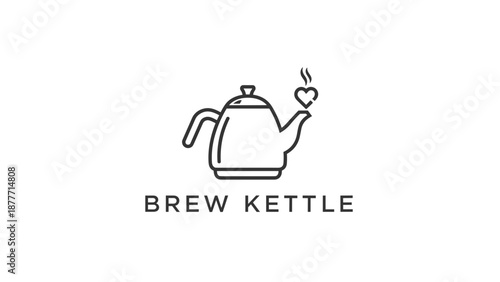 Simple Line Art Kettle Illustration Design.