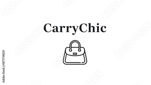 Simple Line Drawing of Handbag Icon.