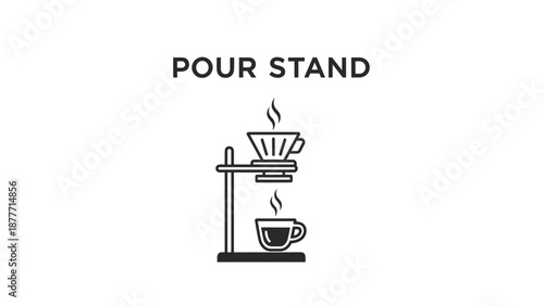 Simple Line Drawing of Pour Over Coffee Stand.