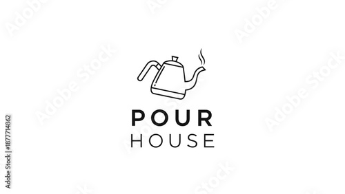 Simple Line Drawing of Kettle Logo Design.