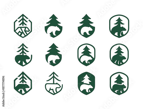 Wildlife Sanctuary Logos. Wildlife sanctuaries and animal care facilities. Icon set. Set Logo of Wildlife sanctuaries and animal care facilities: protected