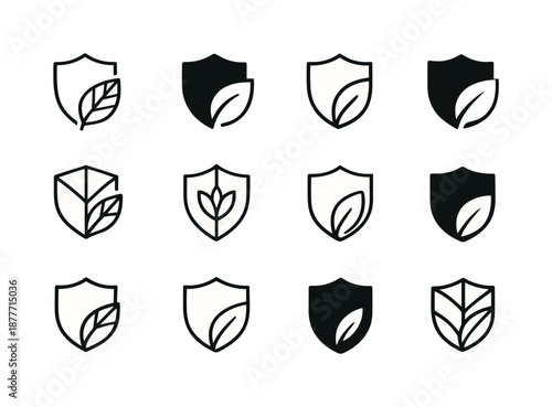 Harmonious Skin Logos. Skin and protection. Icon set. Set Logo of skin and protection: protective leaf layer. harmonious logo variations of the same emblematic