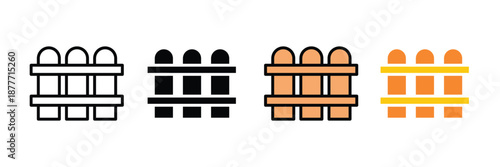Fence Icon Set, Boundary Protection and Security Barrier Symbols, Vector Illustration