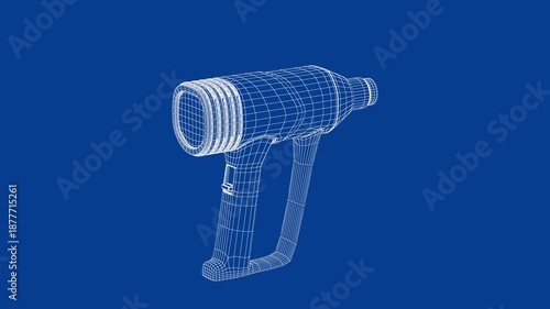 3D wire-frame model of electric industrial heat gun