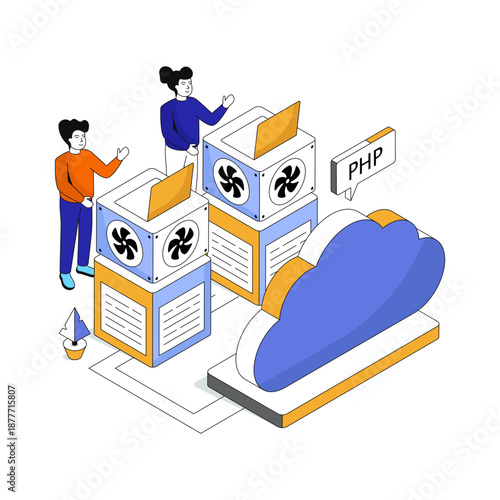Unique design illustration of cloud development 