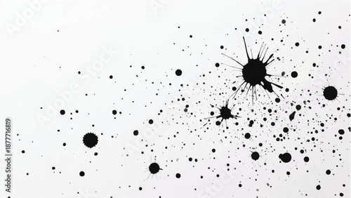Ink splash isolated on white background. Black drop ink splatter. Black Ink splash texture background.