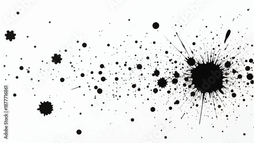 Black ink splash on white background. Black ink splash burst. Black ink explosion. Ink splatter.