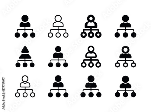 Human Resources Logos. Human resources. Icon set. Set Logo of human resources: organizational chart. harmonious logo variations of the same emblematic concept,