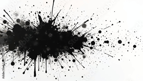 Black ink splash on white background. Black ink splash burst. Black ink explosion. Ink splatter.