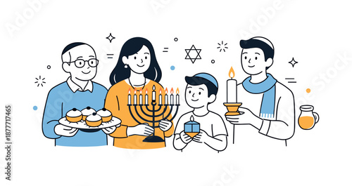 Cultural Holiday Celebration. Group celebrating cultural holiday tradition. People holding symbolic items or light decorations, quiet pride and connection to