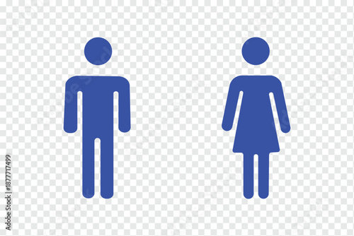 Simple black and white stick figure icons for male and female restroom signs toilet. Man and woman icon solid style collection. Restroom icons Black vector illustration for social media, app, and web