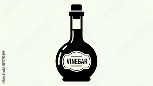 Black Vinegar Bottle Illustration Isolated on White Background