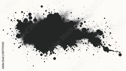 Black ink splash on white background. Black ink splash burst. Black ink explosion. Ink splatter.