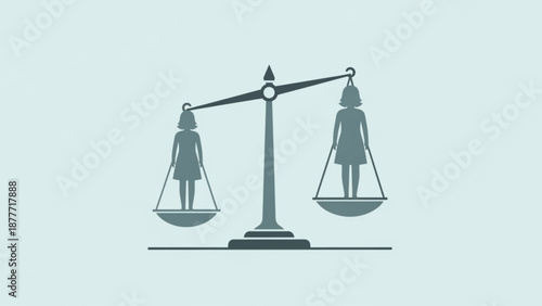 Balance Scale with Male and Female Silhouettes in Equilibrium, Symbolizing Equality and Justice