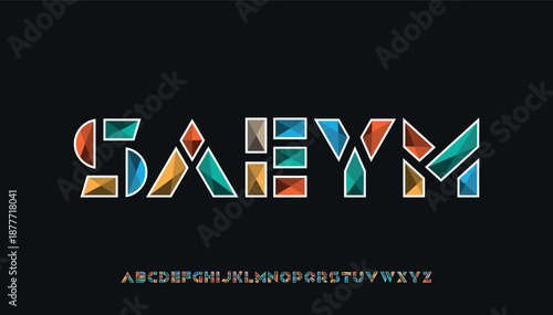 colorful stylish lining 3d capital alphabet letter logo design
