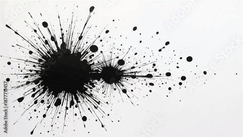 Black ink splash on white background. Black ink splash burst. Black ink explosion. Ink splatter.