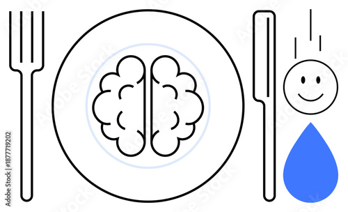 Brain food concept. Brain food supported by wellness symbols emphasizing nourishment and mental health. Perfect for materials on nutrition, mindfulness, neuroscience, and wellness promotion