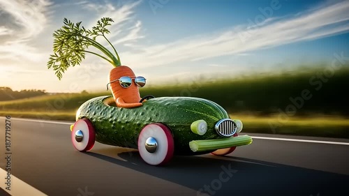 Whimsical Vegetable Car Adventure - A Carrots Road Trip.