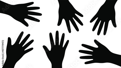 Abstract Colorful Human Hands Seamless Pattern Representing Diversity, Teamwork, Inclusion, Unity, and Community Support