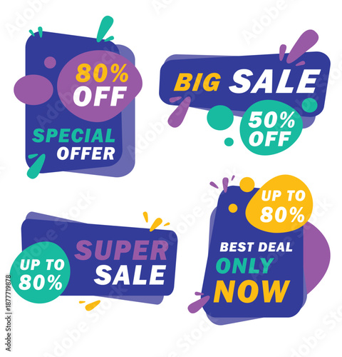 Colorful sales label collection Big sale special discount offer badge and label banner template set