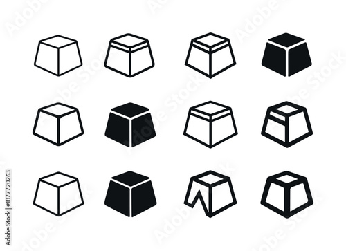 Plyo Box Logos. Cross-training. Icon set. Set Logo of cross-training: plyo box. harmonious logo variations of the same emblematic concept, each with different