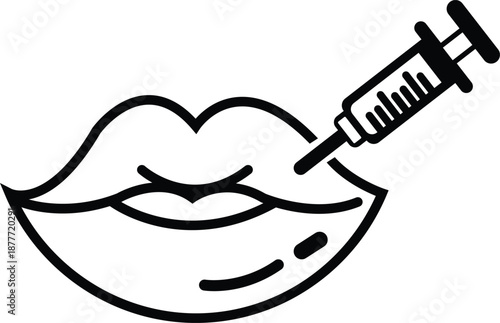 Lips icon. Lip augmentation. Lip filler injection. Vector icon isolated on white background.