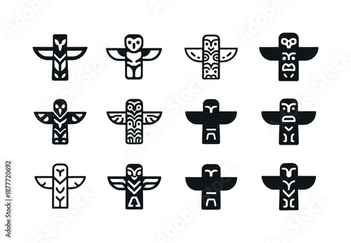 Cultural Heritage Icon Set. Cultural heritage tours and indigenous experiences. Icon set. Set Logo of cultural heritage tours and indigenous experiences: