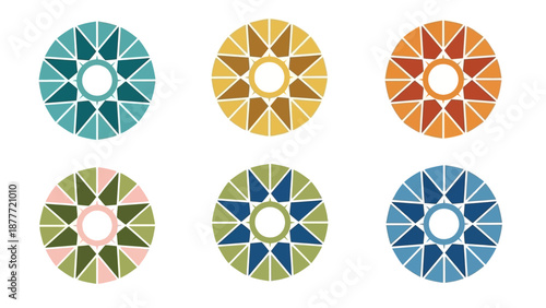 Wallpaper Mural Abstract Geometric Circular Ornaments in Six Different Color Palettes Torontodigital.ca
