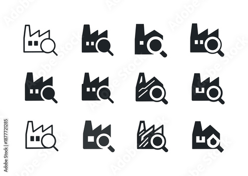 Inspection Logo Variations. Inspection. Icon set. Set Logo of inspection: factory audit symbol. harmonious logo variations of the same emblematic concept, each