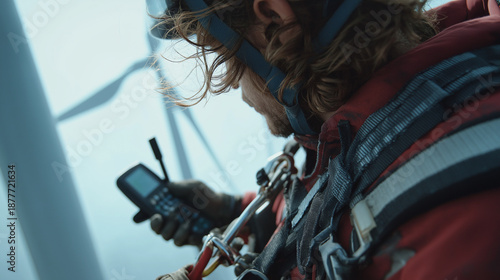 Technician on turbine platform.