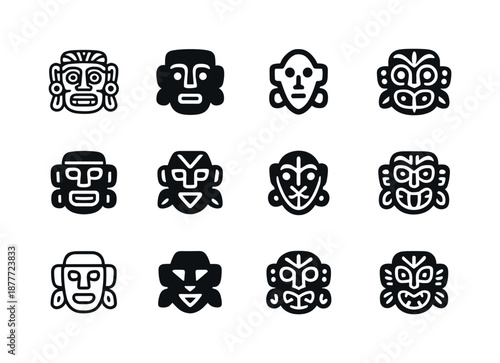Cultural Emblem Icons. Cultural heritage tours and indigenous experiences. Icon set. Set Logo of cultural heritage tours and indigenous experiences: cultural