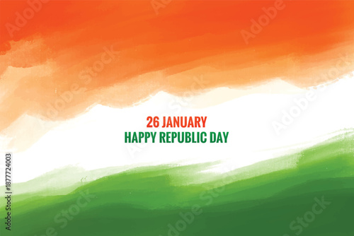 Elegant indian republic day tricolor theme watercolor texture background