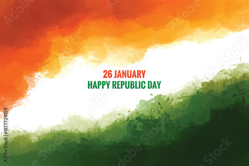 Abstract indian flag theme republic day watercolor tricolor background