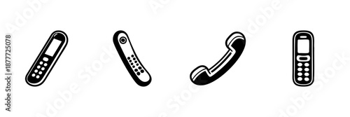 Cordless And Traditional Phone Handsets In Hand Drawn Style Set. Communication Devices, Telecommunication, Vintage And Modern Phone Doodle Sketch Collection. Isolated Vector Illustration