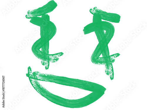 Colorful crayon emoji faces in doodle style. Hand drawn cartoon emoticons with different moods and feelingss, frog on a green leaf