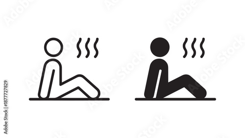 Vector Illustration Of Person Feeling Hot And Sweating In Two Different Styles For Health And Wellness Concept On Transparent Background