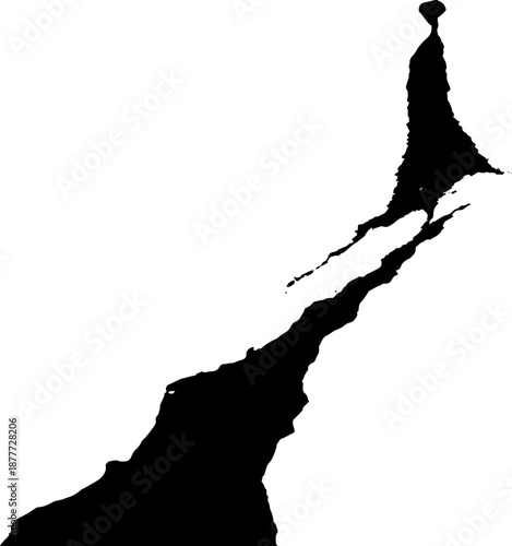 Black and white silhouette of oman map with detailed coastline features