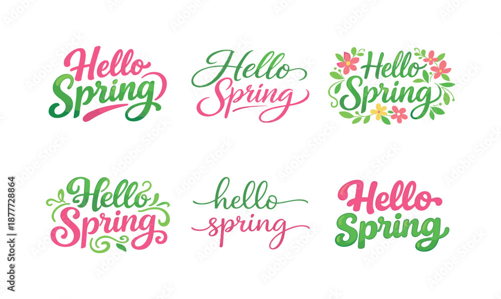 Fototapeta premium Artistic Lettering Variations. Watercolor lettered greetings. Set lettering. harmonious lettering variations of the same emblematic concept, each