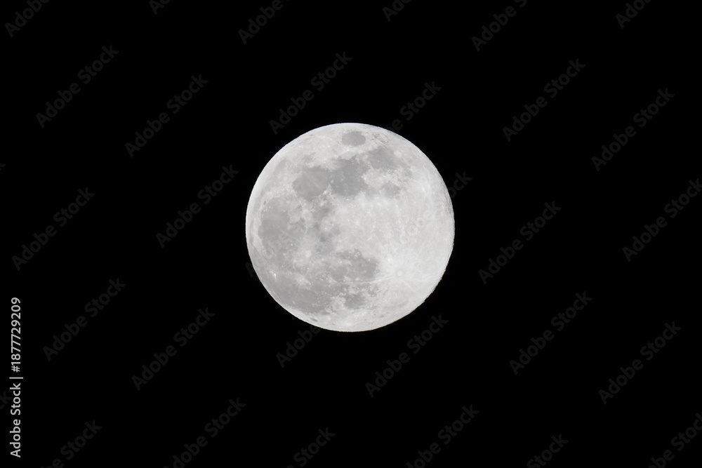 Fototapeta premium 暗闇に浮かぶ満月 クローズアップ
